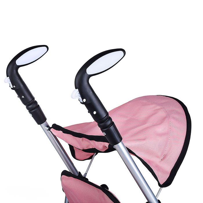 Коляска для кукол 9351 металл., складная, прогулочная с козырьком, с корзиной, цвет розовый