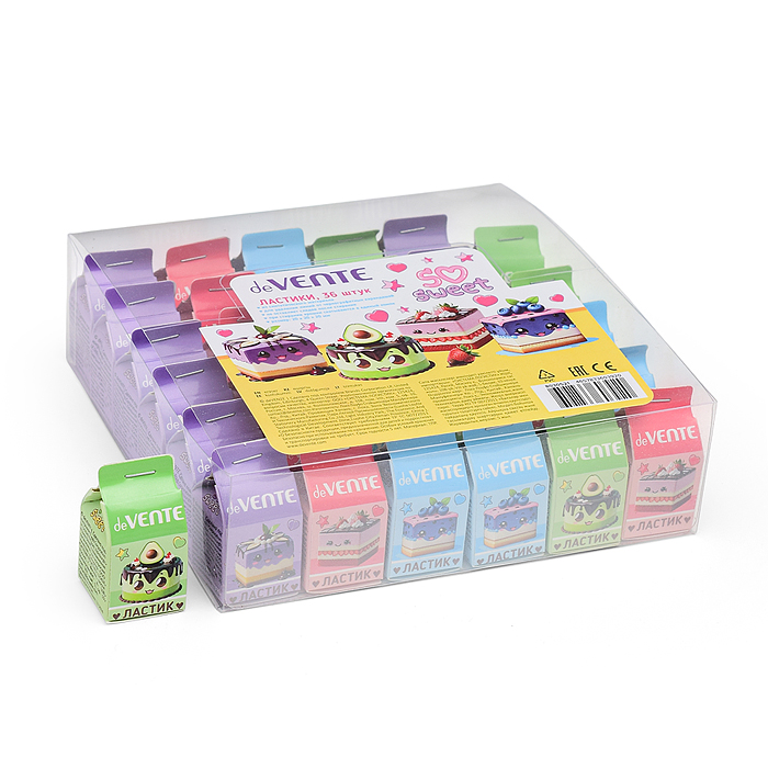 Ластик "So Sweet" синтетический каучук, в форме куба, цветной, с запечаткой оригинального д