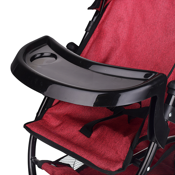 Коляска для кукол 9377B-T 3-колесная, металлическая, прогулочная, с тентом, с корзиной,цвет бордовый