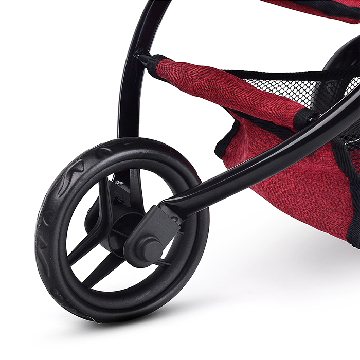 Коляска для кукол 9377B-T 3-колесная, металлическая, прогулочная, с тентом, с корзиной,цвет бордовый