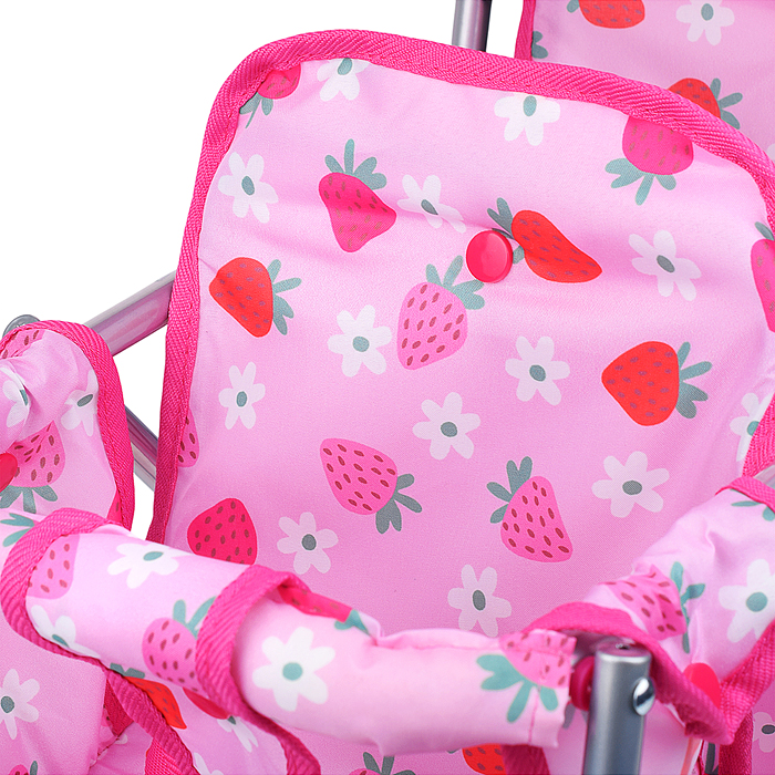 Фото к товару Коляска для кукол 9343B для двойни, металлическая, складная, цвет клубнички на розовом Коляска для кукол 9343B для двойни, металлическая, складная, цвет клубнички на розовом