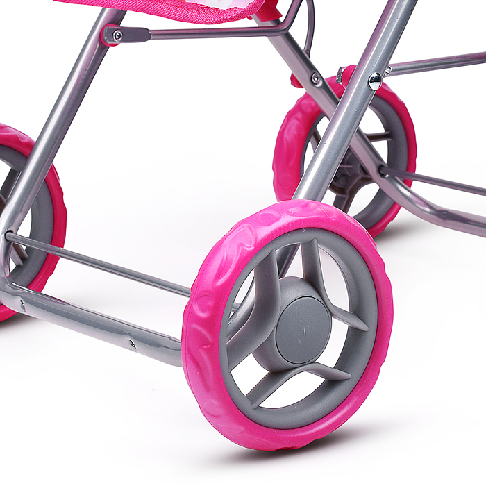 Фото к товару Коляска для кукол 9343B для двойни, металлическая, складная, цвет клубнички на розовом Коляска для кукол 9343B для двойни, металлическая, складная, цвет клубнички на розовом