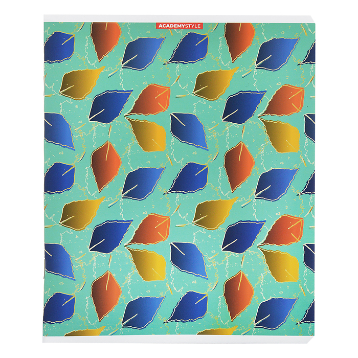 Тетрадь 48л., клетка "Листья" софт-тач лам выб УФ лак цв оборот