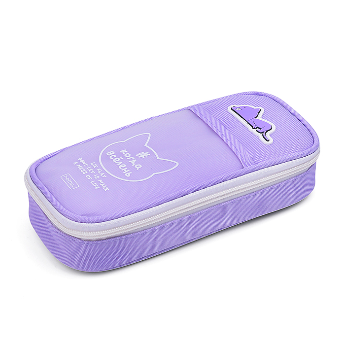 Пенал 220х90х50мм на молнии с 2 карманами и откидной планкой "Всё лень" в пакете 