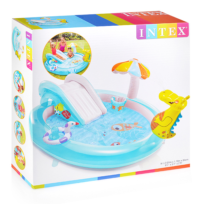 Игровой центр «Крокодильчик», 201 х 170 х 84 см, с горкой и игрушками, от 2 лет, 57165NP не товарный