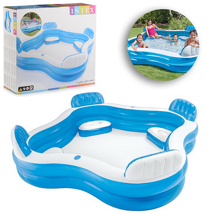 Бассейн надувной «Семейный», с 4 сиденьями, 229 х 229 х 66 см, от 3 лет, 56475NP INTEX не товарный в