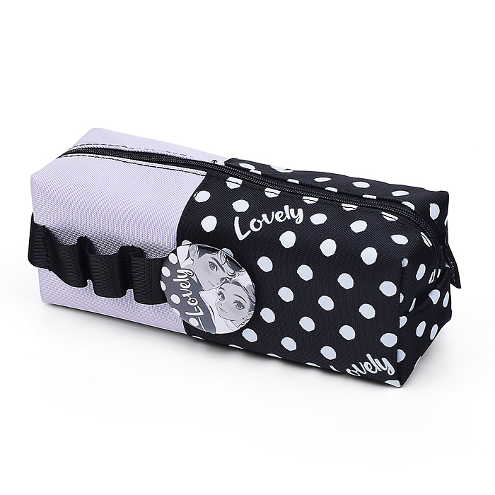 Пенал 200х70х70мм на молнии мягкий "LOVELY" Молочный, в пакете с европодвесом