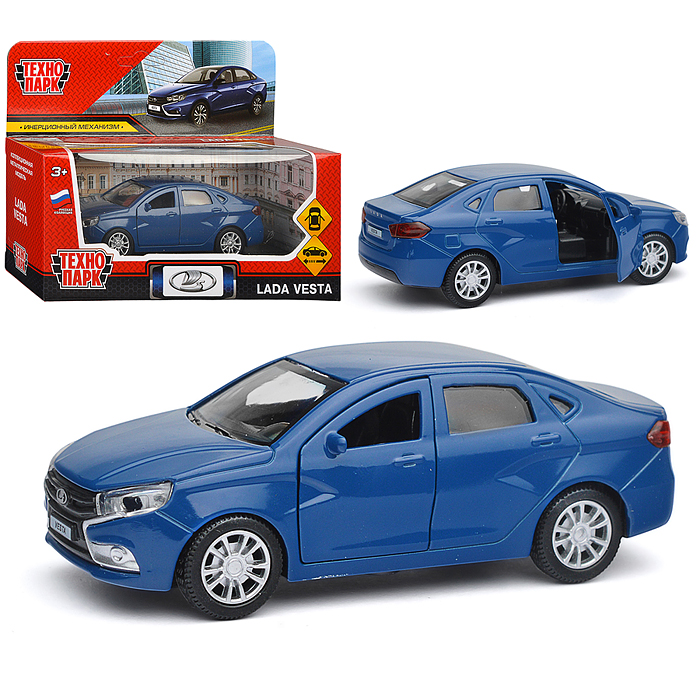 Машина металл LADA Vesta 11,5 см, (отк. двери, темно-синий,) в коробке Машина металл LADA Vesta 11,5 см, (отк. двери, темно-синий,) в коробке