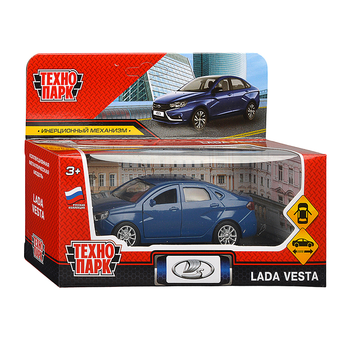 Фото к товару Машина металл LADA Vesta 11,5 см, (отк. двери, темно-синий,) в коробке Машина металл LADA Vesta 11,5 см, (отк. двери, темно-синий,) в коробке