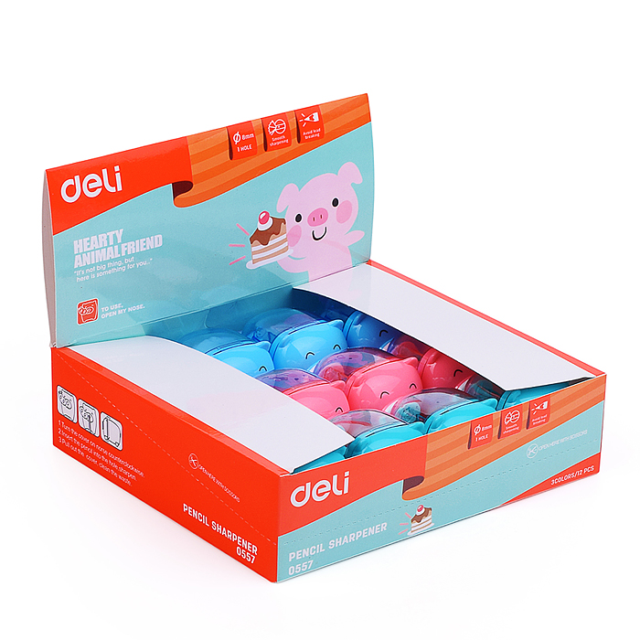 Фото к товару Точилка для карандашей ручная "Piggy" 1 отверстие пластик ассорти дисплей Точилка для карандашей ручная "Piggy" 1 отверстие пластик ассорти дисплей