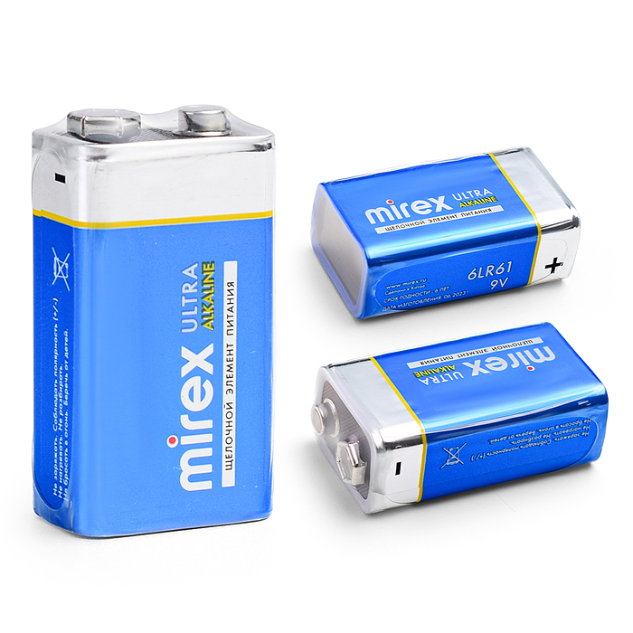 Батарея щелочная Mirex 6LR61/ Крона 9V 1 шт