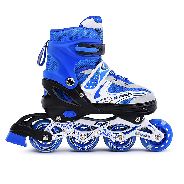 Фото к товару Ролики детские U011006Y (размер M) с защитой для катания, синий, в коробке Ролики детские U011006Y (размер M) с защитой для катания, синий, в коробке