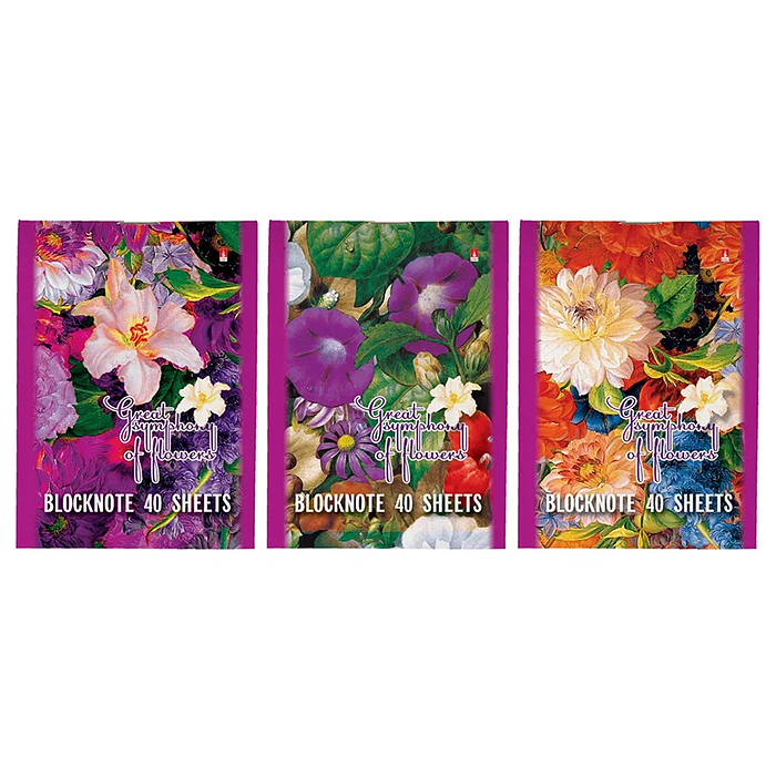 Блокнот А7 40 л. "Цветы NEW" 3 вида
