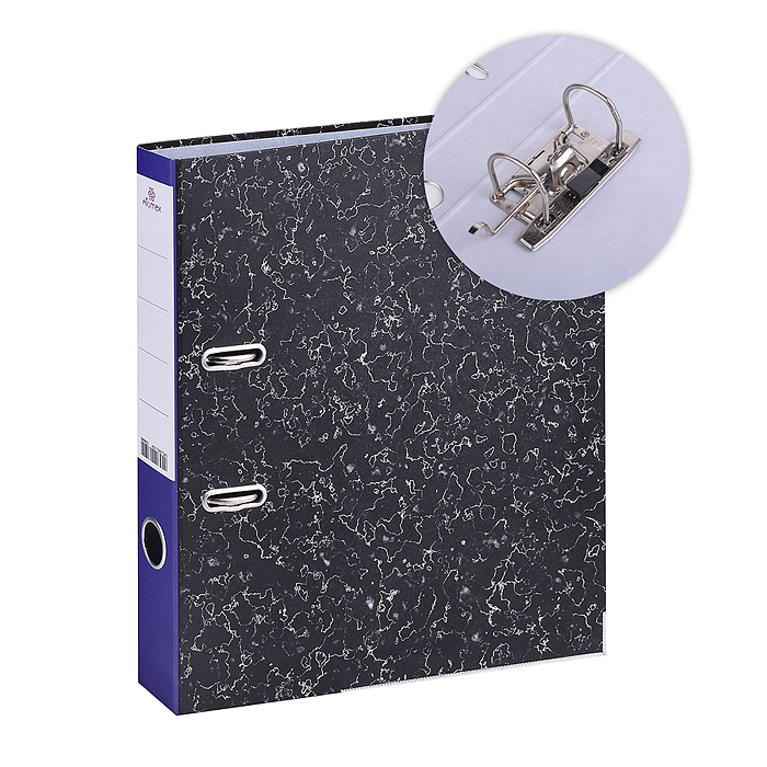 Папка с арочным механизмом "Lite" A4 50 мм, мраморная картонная, собранная, c металлической окантовк