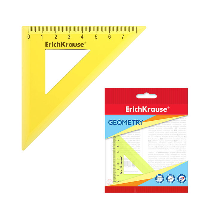 Угольник пластиковый Neon, 45°/7см, желтый, во флоупаке Угольник пластиковый Neon, 45°/7см, желтый, во флоупаке