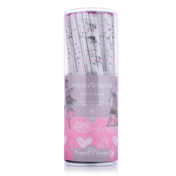 Карандаш чернографитный "HappyGraphix. Девочка и единорог. Сердечки" НВ