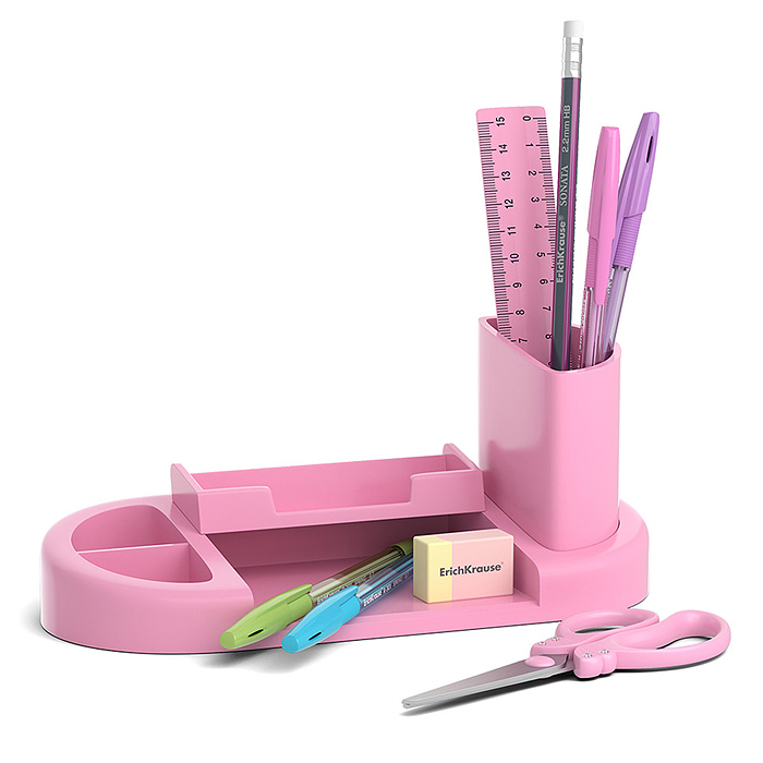 Набор настольный пластиковый Harmony, Pastel, розовый Набор настольный пластиковый Harmony, Pastel, розовый