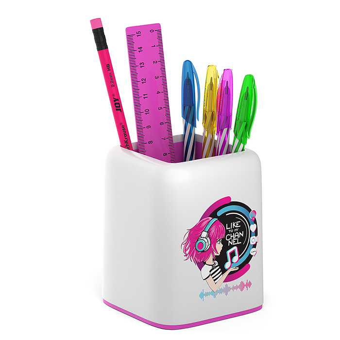 Набор настольный пластиковый Forte, Top Blogger, белый с розовой вставкой