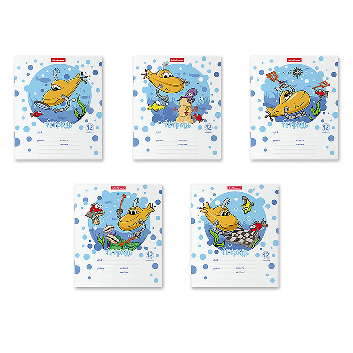 Тетрадь 12л. линейка "Funny Submarine"