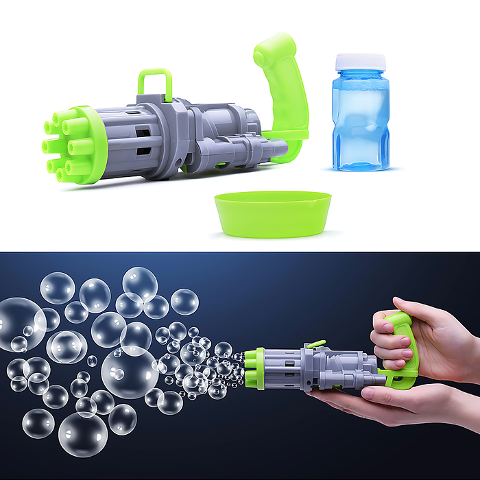 Фото к товару Бластер UT0157 для мыльных пузырей (8 отверстий) в коробке Бластер UT0157 для мыльных пузырей (8 отверстий) в коробке