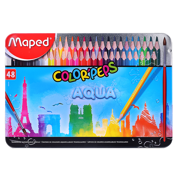 Карандаши акварельные подарочные 48 цв. "Color'peps aqua" кисть в комплекте