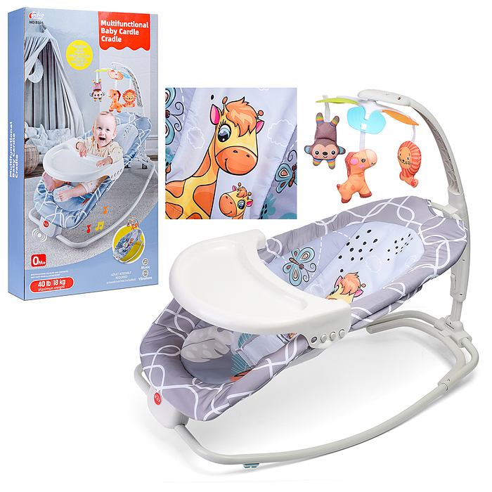 Шезлонг детский 8584 "Жирафик" в коробке (серый) Шезлонг детский 8584 "Жирафик" в коробке (серый)