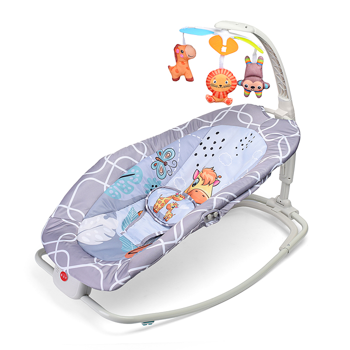 Фото к товару Шезлонг детский 8584 "Жирафик" в коробке (серый) Шезлонг детский 8584 "Жирафик" в коробке (серый)