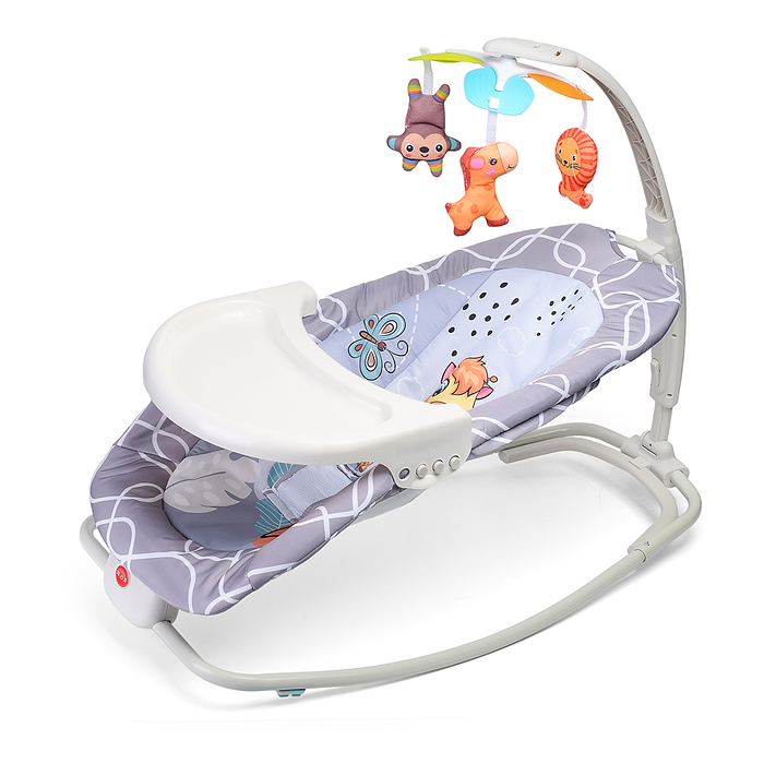 Фото к товару Шезлонг детский 8584 "Жирафик" в коробке (серый) Шезлонг детский 8584 "Жирафик" в коробке (серый)