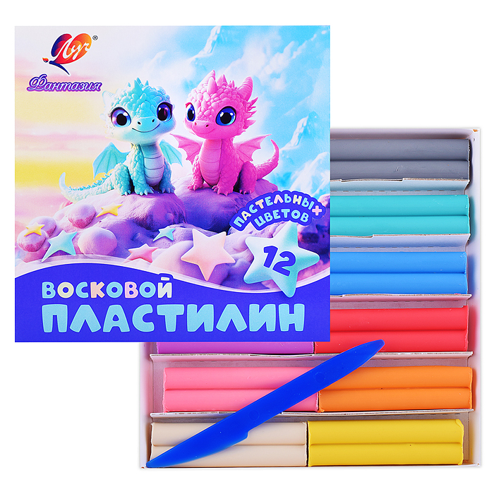 Пластилин восковой 12 цв. "Фантазия" пастельный