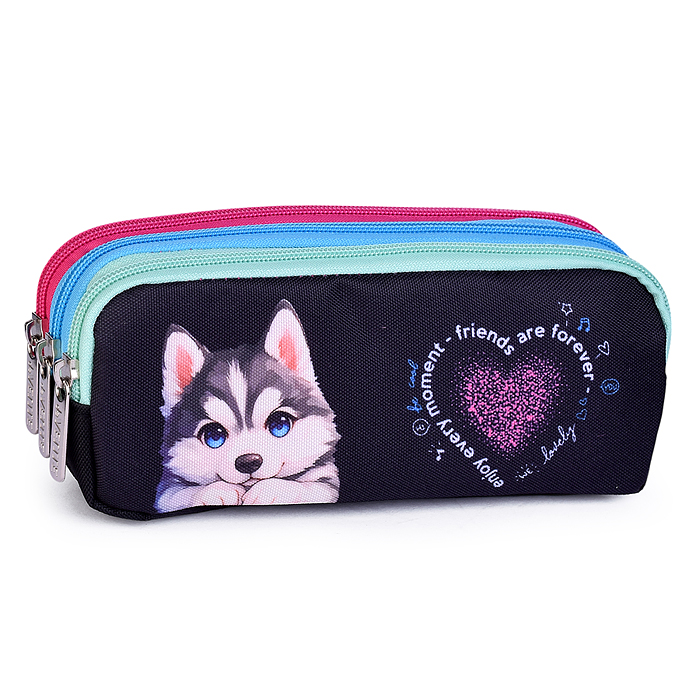 Пенал "Cute Husky" 21x8,5x5,5 см, прямоугольный для 60 предметов, плотный износостойкий пол