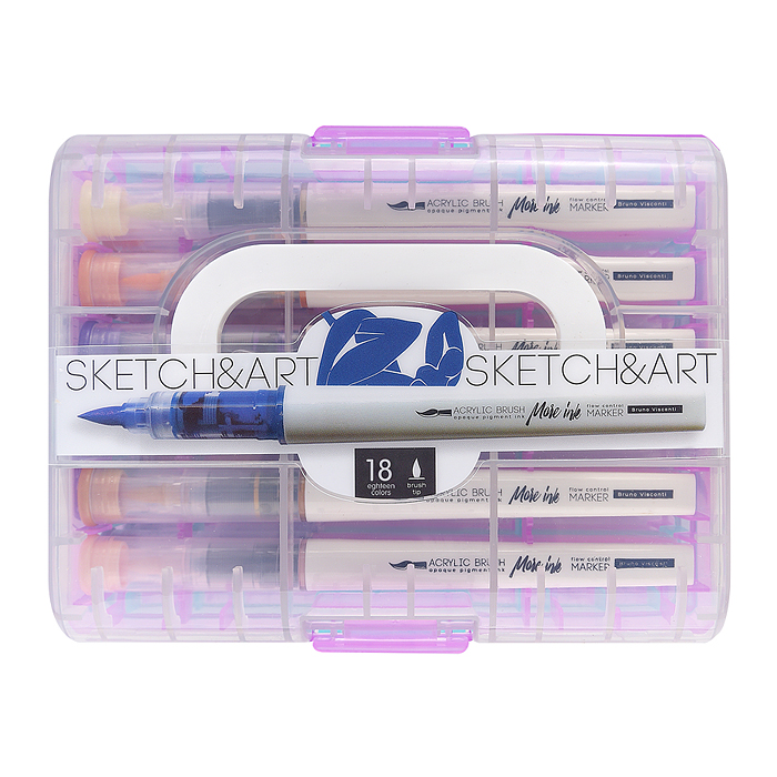 Набор маркеров-кистей акриловых "Sketch&Art" 18 цв., увеличенный объем