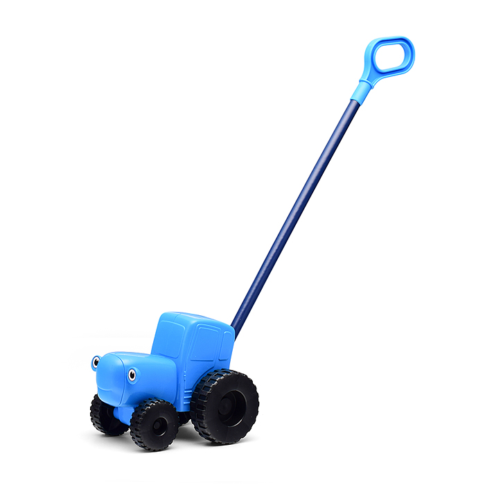 Фото к товару Каталка с ручкой "Синий трактор" 20 см, свободный ход, синий Каталка с ручкой "Синий трактор" 20 см, свободный ход, синий