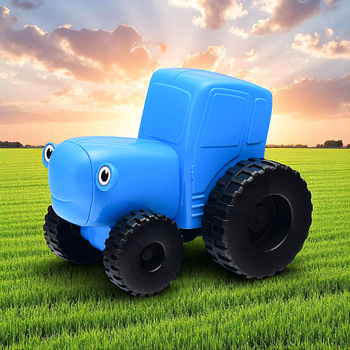 Фото к товару Каталка с ручкой "Синий трактор" 20 см, свободный ход, синий Каталка с ручкой "Синий трактор" 20 см, свободный ход, синий