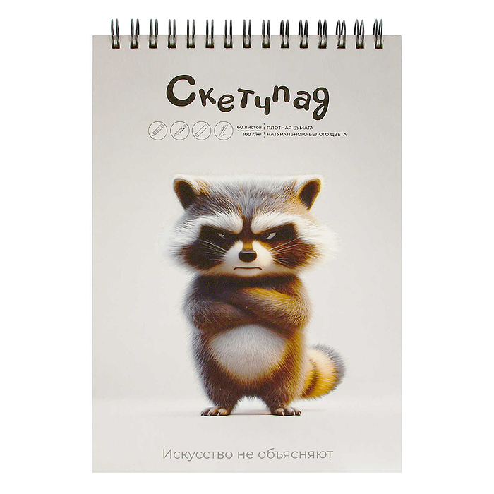 Скетчпад "Сердитый енот" на гребне А5 60 листов