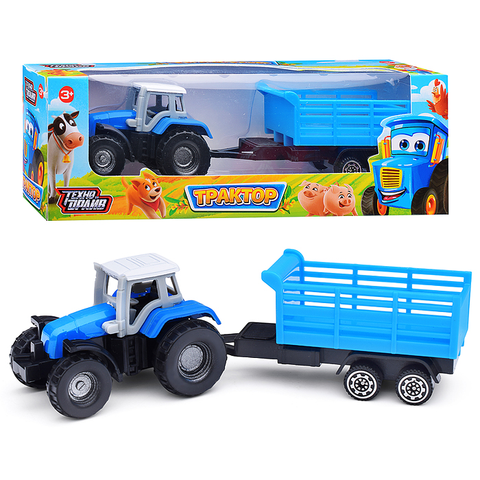 Трактор с прицепом, коробка 20х6х6см.