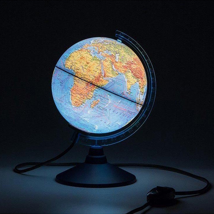 Фото к товару Глобус Земли физический 150мм с подсветкой Классик Евро Глобус Земли физический 150мм с подсветкой Классик Евро