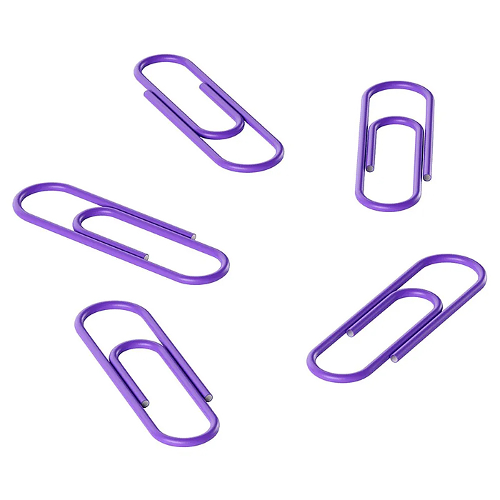 Фото к товару Скрепки L28 мм 100 шт., пластик. коробка, фиолетовые Скрепки L28 мм 100 шт., пластик. коробка, фиолетовые