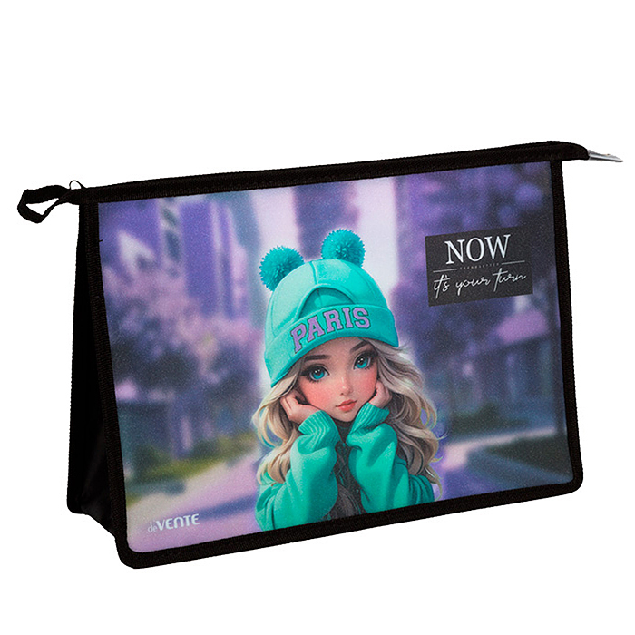 Папка для тетрадей "Paris Girl" A4 (330x230x100 мм) с текстильным расширением 100 мм, на молнии