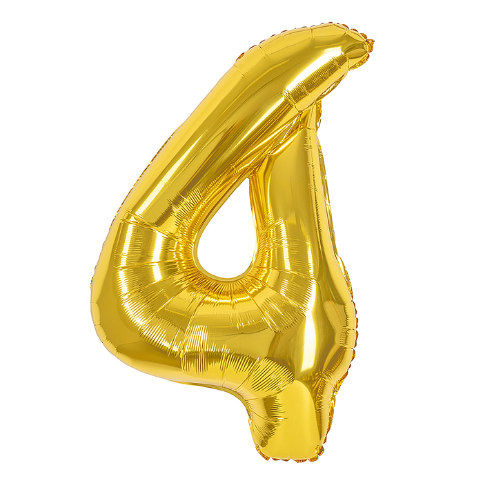 Шар (40''/102 см) Цифра, 4, Золото, 1 шт. в уп. Шар (40''/102 см) Цифра, 4, Золото, 1 шт. в уп.