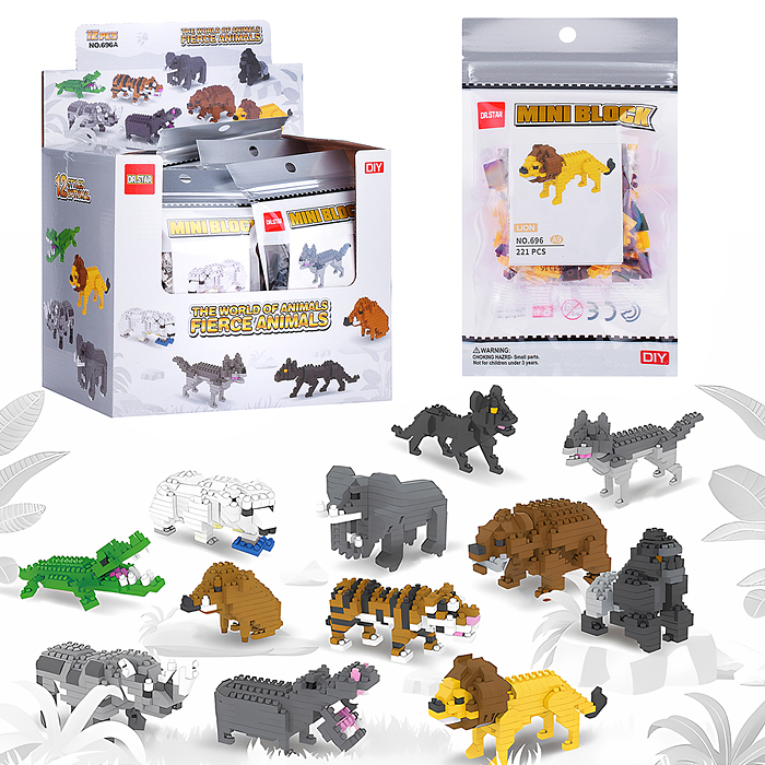 Конструктор 696A "Свирепые животные" в ассортименте, в коробке