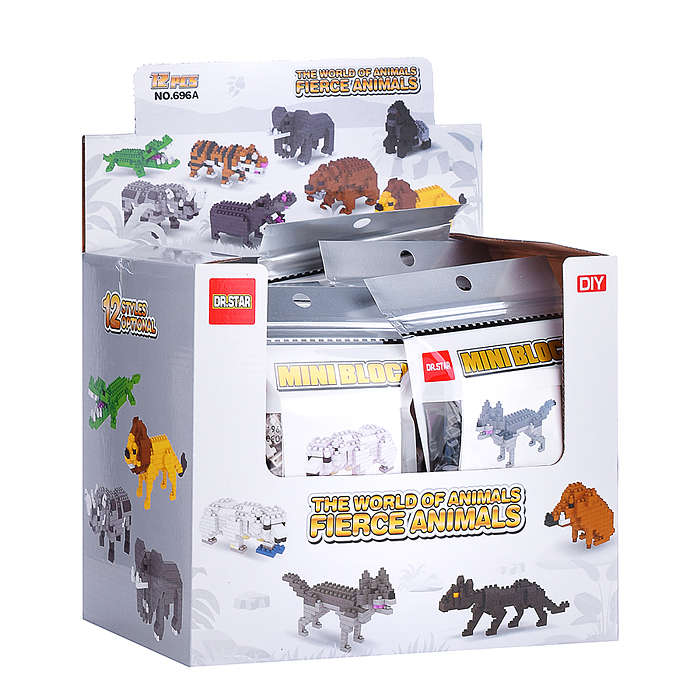 Конструктор 696A "Свирепые животные" в ассортименте, в коробке