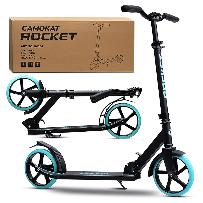 Самокат ROCKET, колеса PU 200 мм, ABEC 7, бирюзовый Самокат ROCKET, колеса PU 200 мм, ABEC 7, бирюзовый