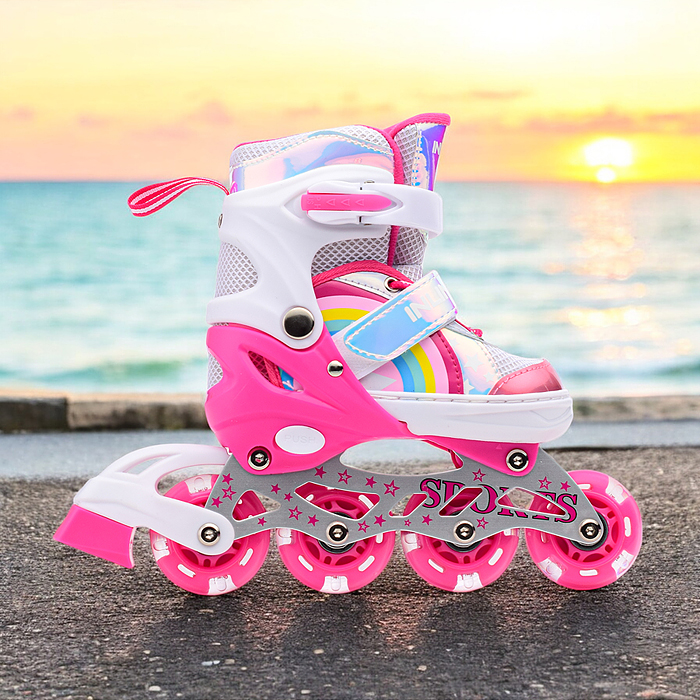 Фото к товару Ролики детские U011003Y (размер S) розовый, в сумке Ролики детские U011003Y (размер S) розовый, в сумке