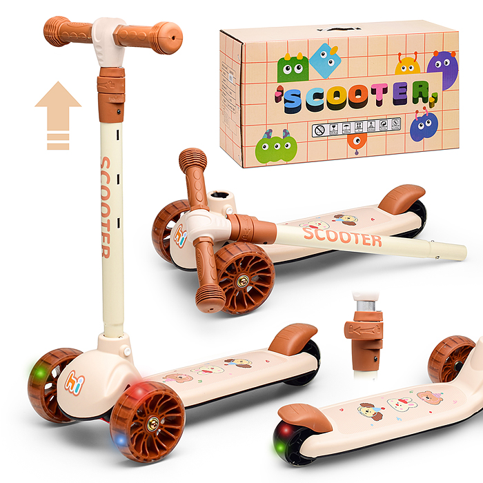 Самокат U001189Y 3-х кол., PU, цвет коричневый Самокат U001189Y 3-х кол., PU, цвет коричневый