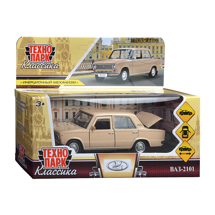 Фото к товару Машина металл ВАЗ-2101 12 см, (двери, багаж, бежевый) инерц, в коробке Машина металл ВАЗ-2101 12 см, (двери, багаж, бежевый) инерц, в коробке
