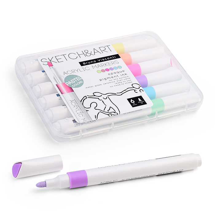 Набор маркеров акриловых "Sketch&Art" Пастельные цвета, 6цв.