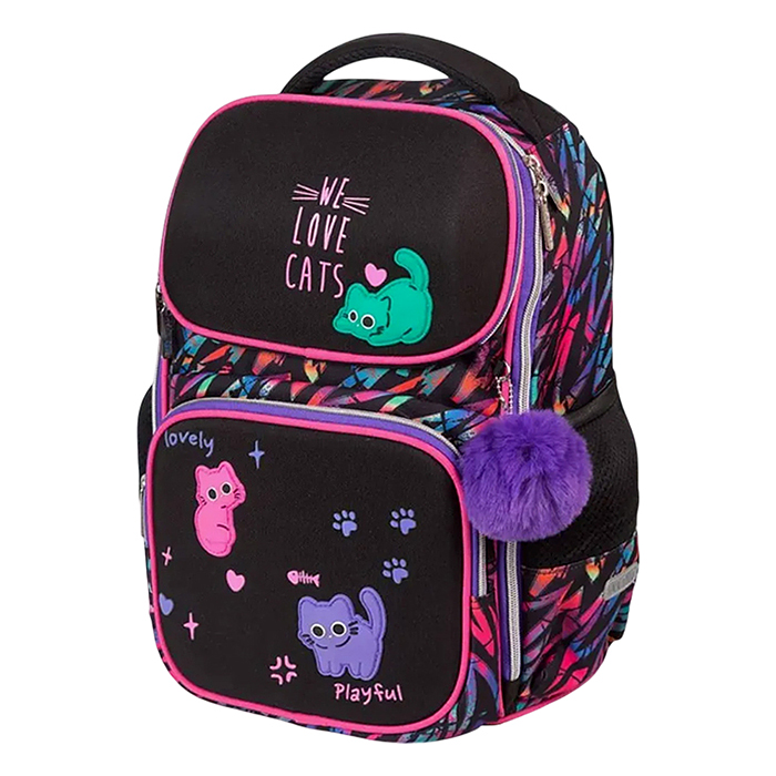 Ранец "Smart. Funny Cats" школьный жесткий 37x28x14 см (14 л) вес 800 г, 1 отделение на зам