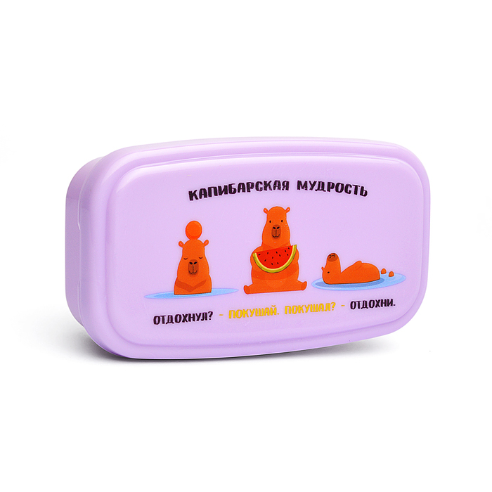 Фото к товару Ланчбокс "Капибарская мудрость" 105x57x30 мм, 95 мл, для школьных завтраков, перекусов, без Ланчбокс "Капибарская мудрость" 105x57x30 мм, 95 мл, для школьных завтраков, перекусов, без