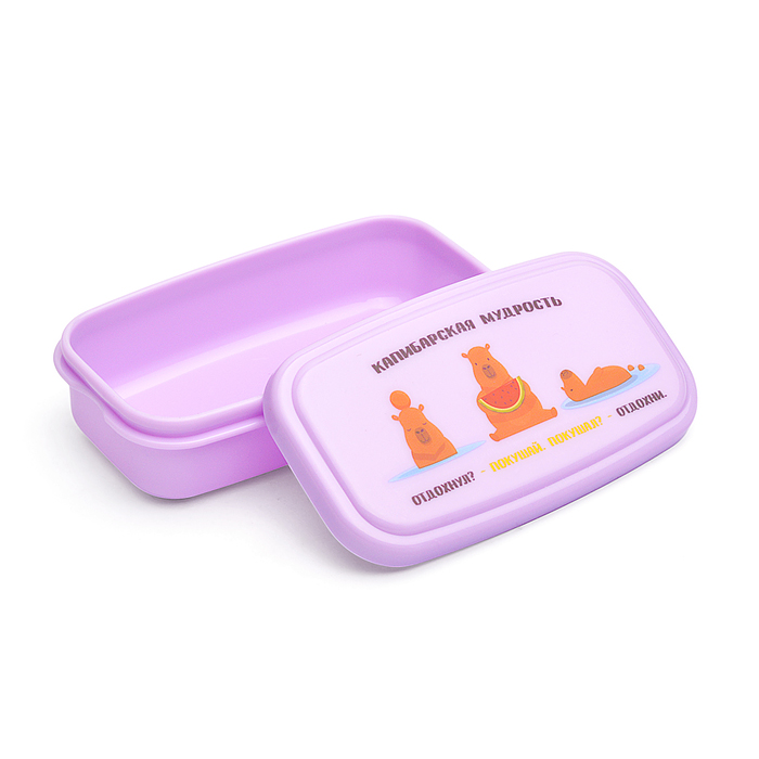 Фото к товару Ланчбокс "Капибарская мудрость" 105x57x30 мм, 95 мл, для школьных завтраков, перекусов, без Ланчбокс "Капибарская мудрость" 105x57x30 мм, 95 мл, для школьных завтраков, перекусов, без