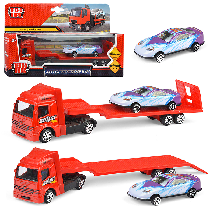 Модель металл Автоперевозчик 19,5 см и 7см, (своб. ход, подв. прицеп и пандус) Модель металл Автоперевозчик 19,5 см и 7см, (своб. ход, подв. прицеп и пандус)